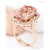 Image 4 : 12.16 CTW Natural Morganite 18K Solid Rose Gold Diamond Ring