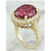 Image 3 : 9.28 CTW Tourmaline 18K Yellow Gold Diamond Ring