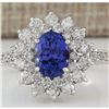 Image 1 : 3.22 CTW Natural Tanzanite And Diamond Ring In 18K White Gold