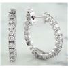 Image 2 : 1.10 CTW 14K White Gold Diamond Hoop Earrings