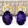 Image 1 : 2.55 CTW Natural Amethyst And Diamond Earrings 14k Solid Yellow Gold