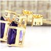 Image 2 : 2.55 CTW Natural Amethyst And Diamond Earrings 14k Solid Yellow Gold