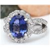 Image 2 : 5.32 CTW Natural Tanzanite 18K Solid White Gold Diamond Ring