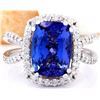 Image 1 : 4.88 CTW Natural Tanzanite 18K Solid White Gold Diamond Ring