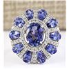Image 1 : 8.41 CTW Natural Tanzanite And Diamond Ring In 14k White Gold