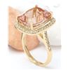 Image 4 : 9.10 CTW Natural Morganite 14K Solid Yellow Gold Diamond Ring