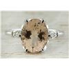 Image 1 : 3.41 CTW Morganite 14K White Gold Diamond Ring
