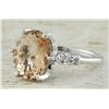 Image 2 : 3.41 CTW Morganite 14K White Gold Diamond Ring