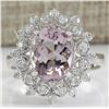 Image 1 : 3.68 CTW Natural Morganite And Diamond Ring In 14K White Gold