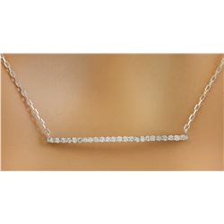 0.25 CTW Diamond 18K White Gold Bar Necklace