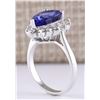 Image 3 : 4.07 CTW Natural Blue Tanzanite And Diamond Ring 14k Solid White Gold