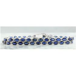 28.22 CTW Sapphire 18K White Gold Diamond Bracelet