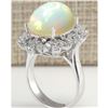 Image 3 : 8.15 CTW Natural Opal And Diamond Ring In 18K White Gold