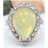 Image 1 : 6.55 CTW Natural Opal 18K Solid White Gold Diamond Ring