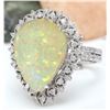 Image 2 : 6.55 CTW Natural Opal 18K Solid White Gold Diamond Ring