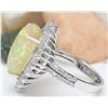 Image 3 : 6.55 CTW Natural Opal 18K Solid White Gold Diamond Ring