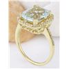 Image 4 : 3.55 CTW Natural Aquamarine 18K Solid Yellow Gold Diamond Ring
