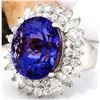 Image 2 : 18.15 CTW Natural Tanzanite 14K Solid White Gold Diamond Ring