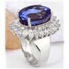 Image 4 : 18.15 CTW Natural Tanzanite 14K Solid White Gold Diamond Ring