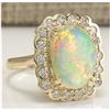 Image 2 : 2.95 CTW Natural Opal And Diamond Ring In 18K Solid Yellow Gold