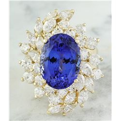 10.75 CTW Tanzanite 18K Yellow Gold Diamond ring