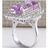 Image 3 : 22.21 CTW Natural Pink Kunzite And Diamond Ring In 18K White Gold