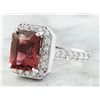 Image 2 : 4.45 CTW Tourmaline 18K White Gold Diamond ring
