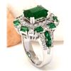 Image 4 : 6.90 CTW Natural Emerald 14K Solid White Gold Diamond Ring