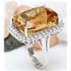 Image 4 : 31.08 CTW Natural Citrine 18K Solid White Gold Diamond Ring