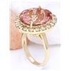Image 4 : 15.31 CTW Natural Morganite 14K Solid Yellow Gold Diamond Ring