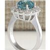 Image 3 : 5.33 CTW Natural Blue Zircon And Diamond Ring 18K Solid White Gold