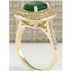 Image 3 : 3.03 CTW Natural Emerald And Diamond Ring 18K Solid Yellow Gold