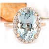 Image 2 : 6.45 CTW Natural Aquamarine 18K Solid Rose Gold Diamond Ring