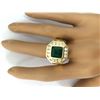 Image 5 : MENS 5.95 CTW Natural Emerald 14K Solid Yellow Gold Diamond Ring
