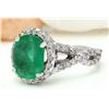 Image 2 : 3.29 CTW Natural Emerald 18K Solid White Gold Diamond Ring