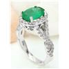 Image 4 : 3.29 CTW Natural Emerald 18K Solid White Gold Diamond Ring