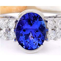 3.28 CTW Natural Tanzanite 14K Solid White Gold Diamond Ring