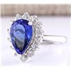 Image 2 : 4.07 CTW Natural Blue Tanzanite And Diamond Ring 18K Solid White Gold