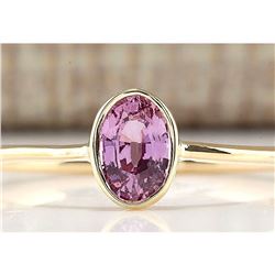0.70 CTW Natural Pink Sapphire And Diamond Ring In 14k Yellow Gold