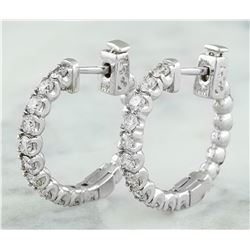 1.10 CTW 18K White Gold Diamond Hoop Earrings