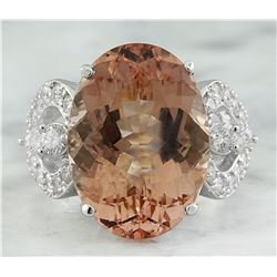 13.95 CTW Morganite 14K White Gold Diamond Ring