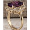Image 3 : 7.53CTW Natural Amethyst And Diamond Ring In 14K Solid Yellow Gold