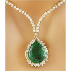 11.27 CTW Emerald 14K Yellow Gold Diamond Necklace