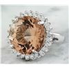 Image 2 : 13.10 CTW Morganite 14K White Gold Diamond Ring