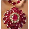 Image 1 : 65.00 CTW Natural Ruby And Diamond Necklace In 14K Yellow Gold