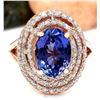Image 1 : 5.33 CTW Natural Tanzanite 18K Solid Rose Gold Diamond Ring