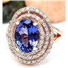 Image 2 : 5.33 CTW Natural Tanzanite 18K Solid Rose Gold Diamond Ring