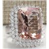 Image 2 : 22.24 CTW Natural Peach Morganite And Diamond Ring In 14K Solid White Gold