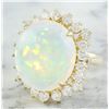 Image 2 : 11.90 CTW Opal 14K Yellow Gold Diamond Ring