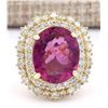 Image 1 : 9.60 CTW Natural Pink Tourmaline And Diamond Ring 14k Solid Yellow Gold